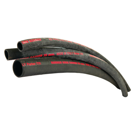 Three black rubber hoses, each featuring red text labeling, are displayed against a white background. The hoses are coiled slightly and vary in diameter, with one having a 21mm outer diameter. These are Sparex radiator hoses, model S.39246.