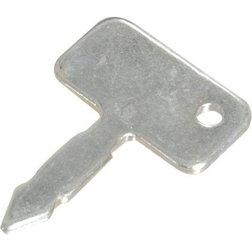 A small, rectangular metal key with a notched blade and a hole in the top right corner, perfect for your Case IH ignition switch—Ignition Key | Sparex Part No. S.3989 by Sparex.