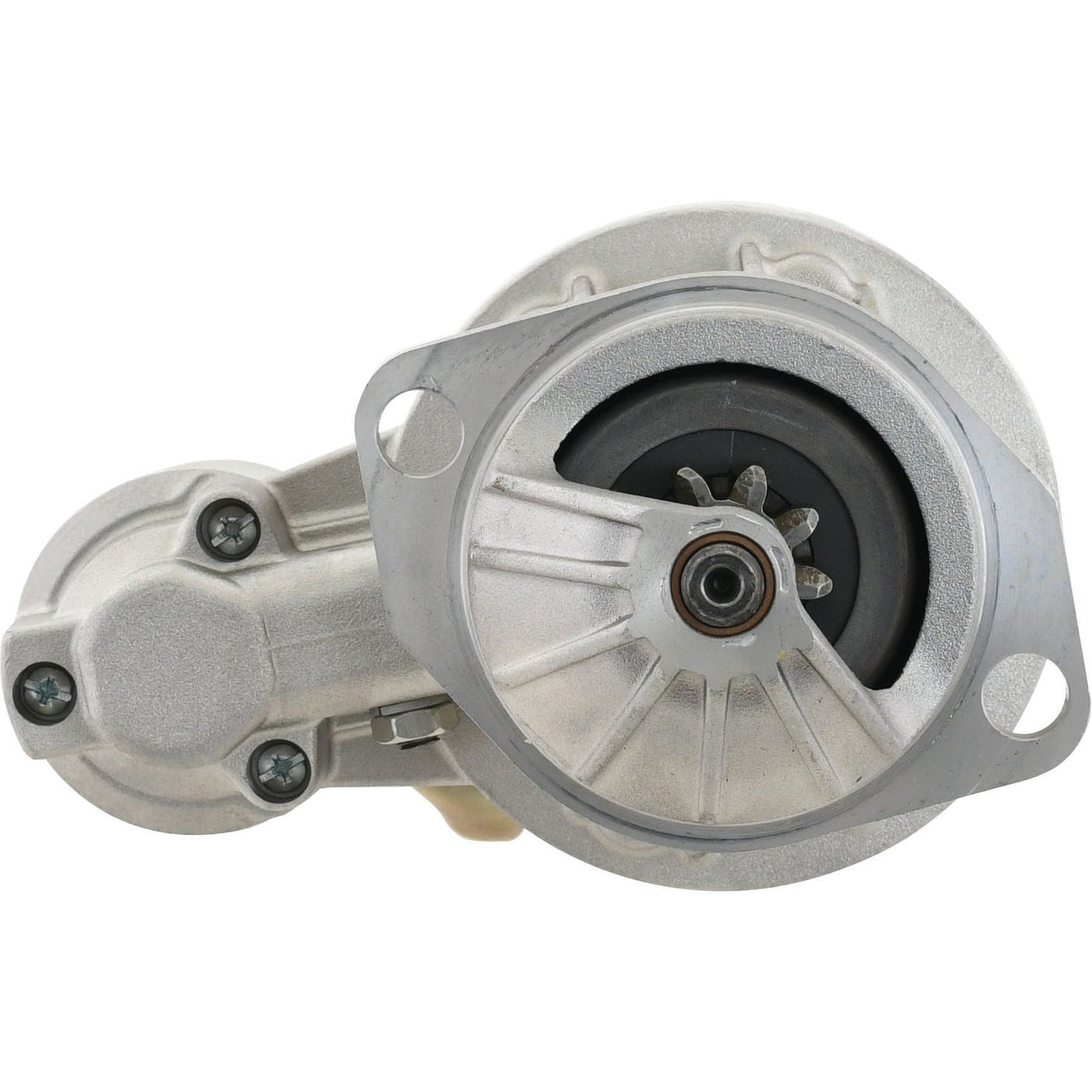 Close-up image of the Sparex Starter Motor - 12V, 2.7Kw, Gear Reducted (Mahle), featuring a cylindrical section and a gear-reduced mechanism. The component has mounting holes and several screws visible. Sparex Part No.S.399010 is also noted for its precise design and functionality.