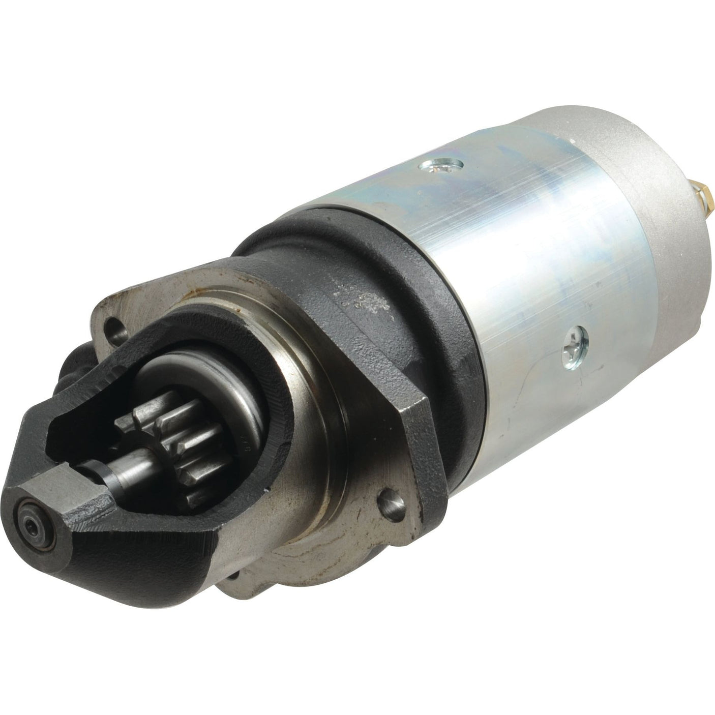 Close-up image of a Sparex Starter Motor - 12V, 4Kw (Mahle) with a visible gear and cylindrical housing, Sparex Part No. S.39907.