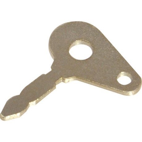 The Ignition Key by Sparex, Part No. S.3990, is a flat, metallic key with a simple design featuring two round holes and one notched side.