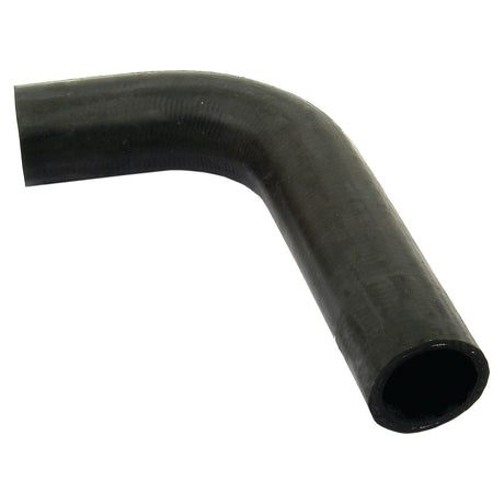 A black, L-shaped rubber hose with a smooth surface and open ends, designed for Massey Ferguson tractors. Secure it easily with a Sparex hose clip. This specific product is the Bottom Hose by Sparex (Part No.S.40023), featuring an inner diameter of 38mm at both ends.