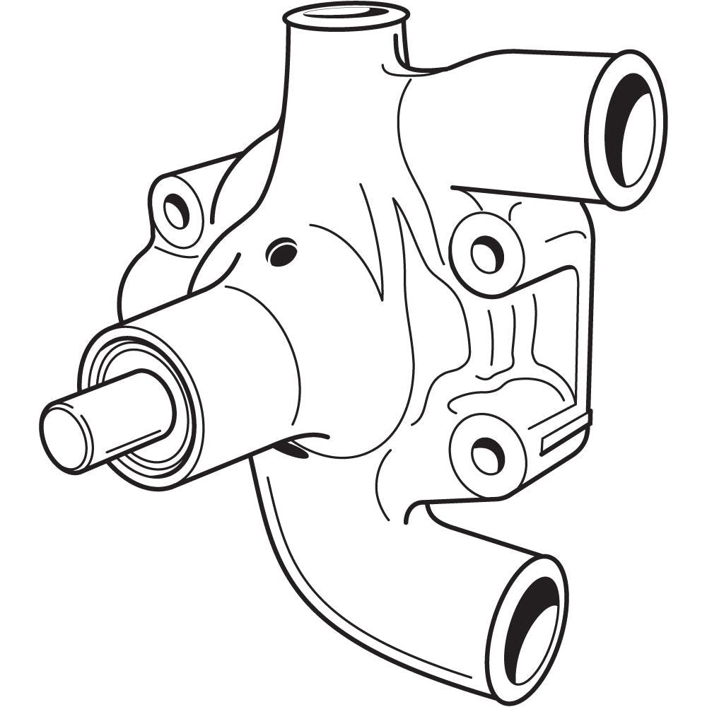 A black and white line drawing of the Sparex Water Pump Assembly (Sparex Part No.S.40035) featuring multiple cylindrical connectors, a central shaft, and an impeller.