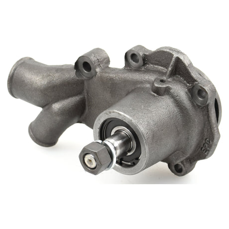 The Water Pump Assembly - S.40038 by Sparex is a metal mechanical component featuring a protruding rotating shaft and bolt, likely part of a machine or engine assembly, with intricate grooves designed for enhanced stability.