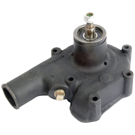 Introducing the Water Pump Assembly by Sparex (Part No. S.40041), featuring a black metal build with a Perkins impeller, a cylindrical outlet, and round mounting holes for easy installation.