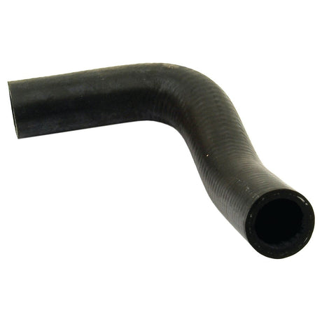 A black rubber hose with a bent shape, forming two roughly 90-degree angles, perfect for securing with Sparex Wire Rope Clips (for Wire Ø14mm (9/16''), 1 pc. Agripak), Part No. S.40080.