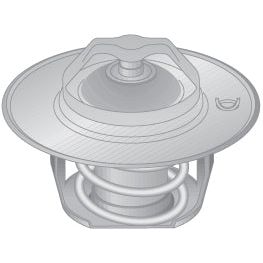 Illustration of a car thermostat with a spring mechanism inside, akin to the Sparex Thermostat (Sparex Part No. S.40085) used in Perkins engines.