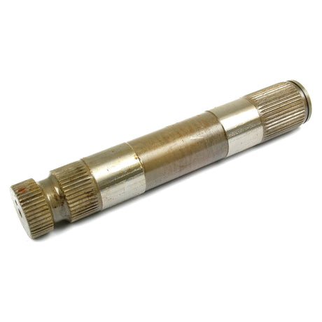 The Sparex Spindle Shaft (Part No. S.40127) is a metallic cylindrical machine part with gear-like ends and a threaded portion in the middle, commonly used in Massey Ferguson tractors for hydrostatic steering applications, shown against a white background.