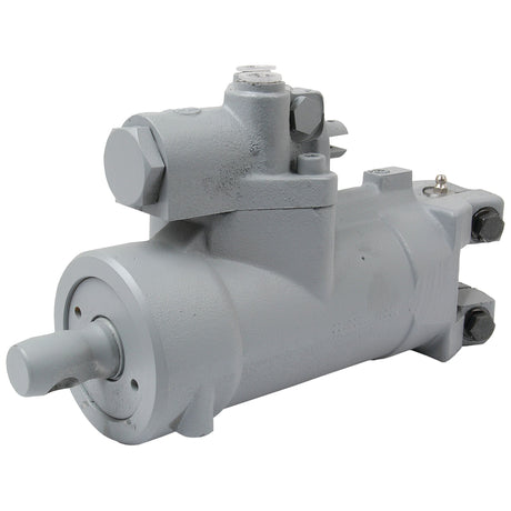 The Sparex Power Steering Cylinder (Sparex Part No. S.40132) is a robust, grey industrial component featuring multiple bolts and a cylindrical output shaft, engineered for heavy-duty mechanical applications similar to those used in Massey Ferguson machinery.