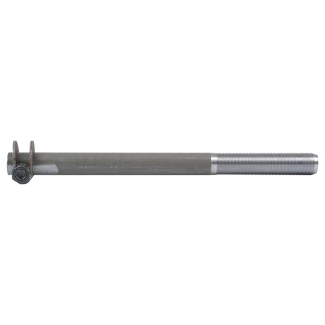 The Track Rod Tube (Sparex Part No. S.40184) by Sparex is a metal cylindrical rod featuring threading on one end and a flat, bracket-like structure with a bolt on the other, designed specifically for Massey Ferguson models.