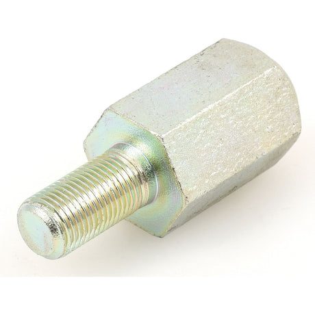 A Dual Wheel Adaptor 9/16'' x 9/16'' UNF, Sparex Part No. S.40241, positioned diagonally on a plain white background, reminiscent of parts found in Massey Ferguson machinery.