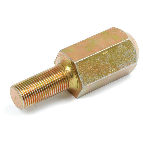 The Sparex Dual Wheel Adaptor 5/8'' x 5/8'' UNF | Part No. S.40242 is a metallic hexagonal standoff bolt with one threaded end and one hexagonal end, suitable as an adaptor for various applications.