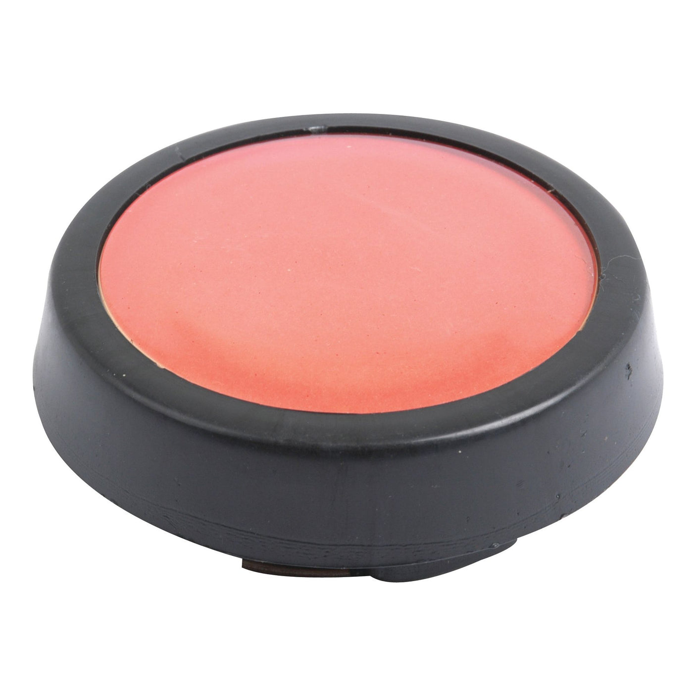 Steering Wheel Cap (Sparex Part No. S.40271) from Sparex, featuring a round red button encased in a black plastic frame, perfectly complementing the aesthetics of a Massey Ferguson steering wheel.