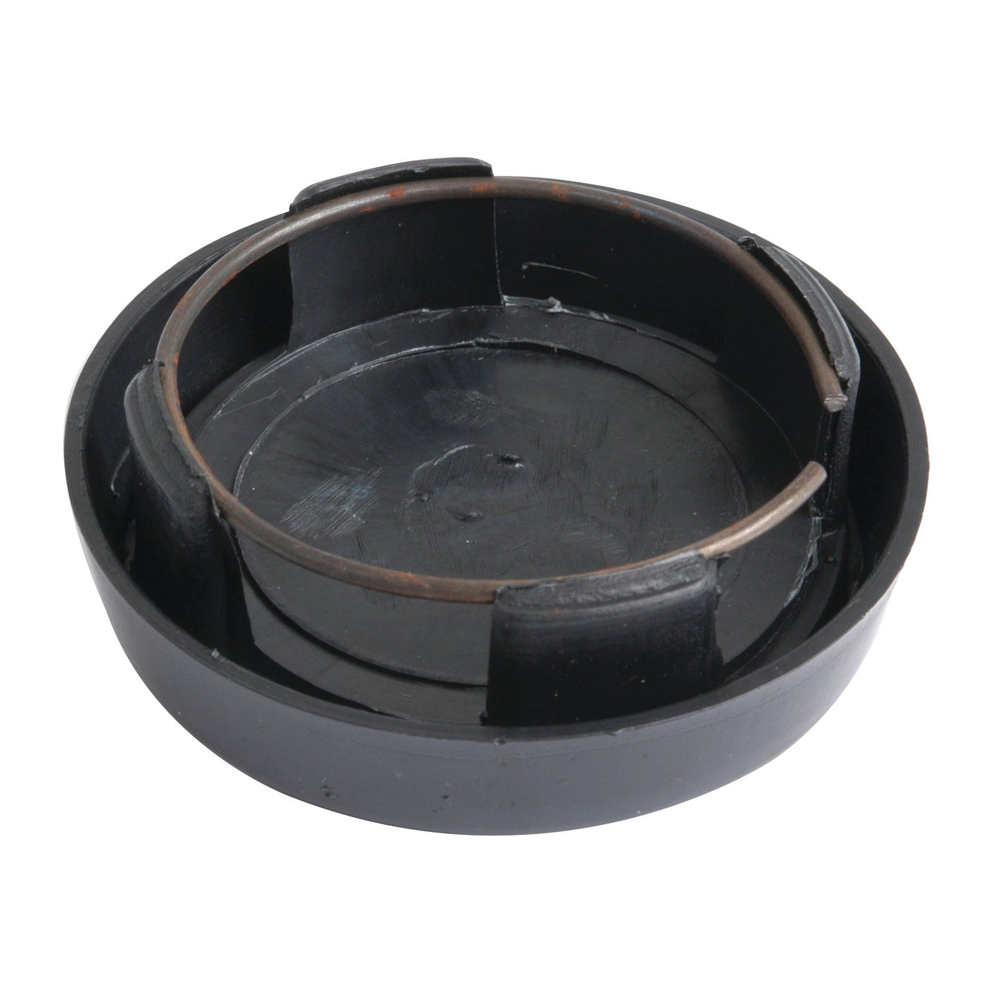 A close-up of a black plastic ashtray with multiple grooves to rest cigarettes, showcasing the precision craftsmanship reminiscent of the Sparex Steering Wheel Cap (Part No. S.40271).