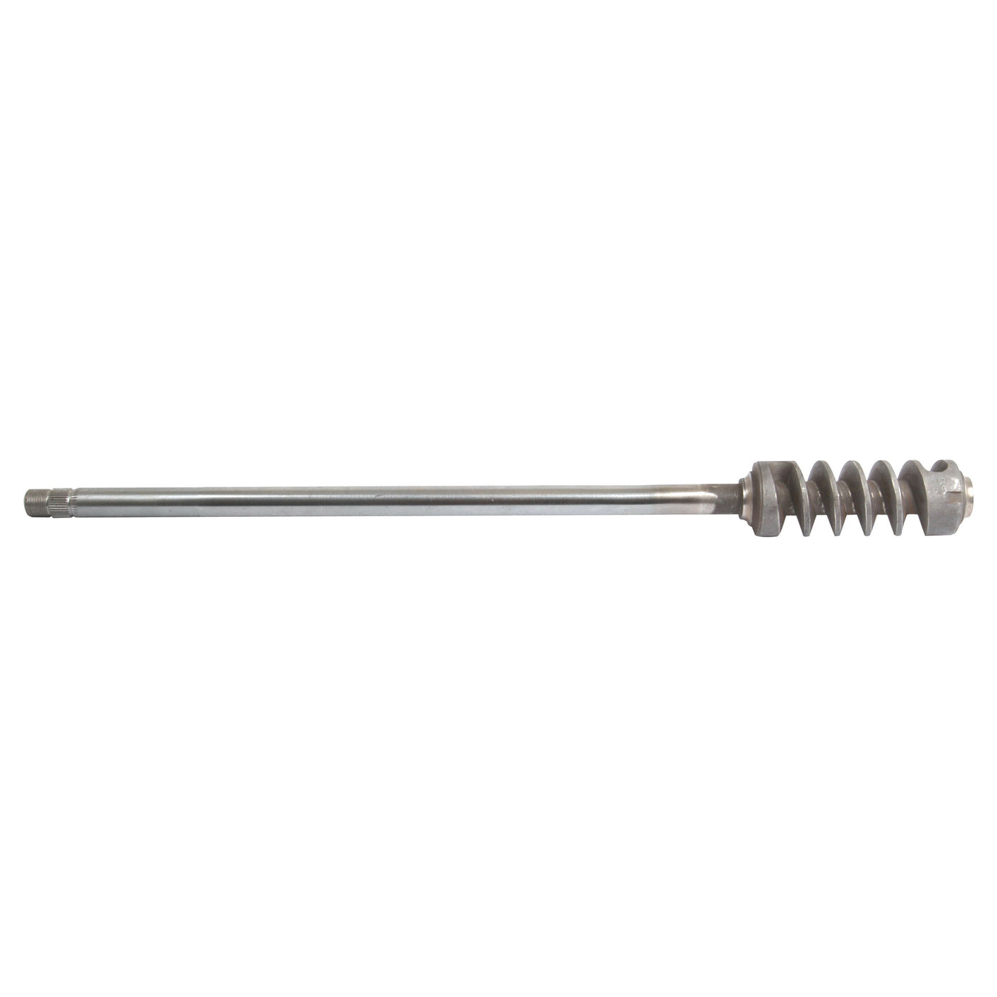 An elongated, metallic rod with a threaded section and a helical coil at one end, ideal for replacing the Sparex Steering Shaft (Part No. S.40277) in Massey Ferguson or Landini tractors.