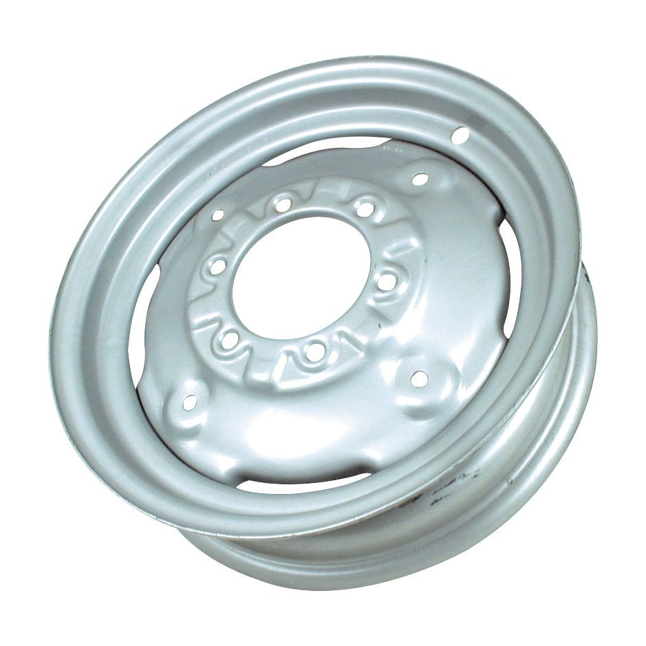 A Sparex Wheel Rim, model S.40286, which is a 4.5 x 16'' silver metal car wheel rim featuring multiple bolt holes and a central opening with an appropriate bore diameter.