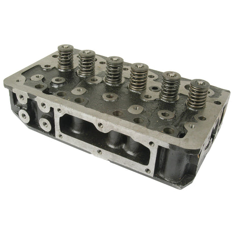 A Cylinder Head AssemblyKit (3 Cyl.) AD3.152 - S.40303 by Sparex, featuring six visible valve springs and multiple bolt holes, compatible with the Perkins Build List for Engine Model A3.152.