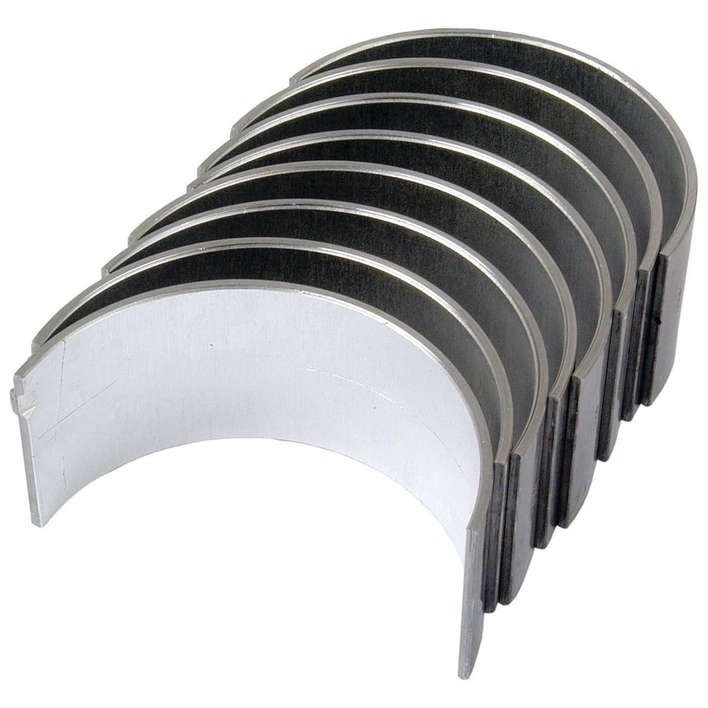 A set of the Conrod Bearing Std. Set (Sparex Part No. S.40323) from Sparex arranged in a semi-circular shape, ideal for those managing a Perkins Build List or sourcing related products from Sparex's offerings.