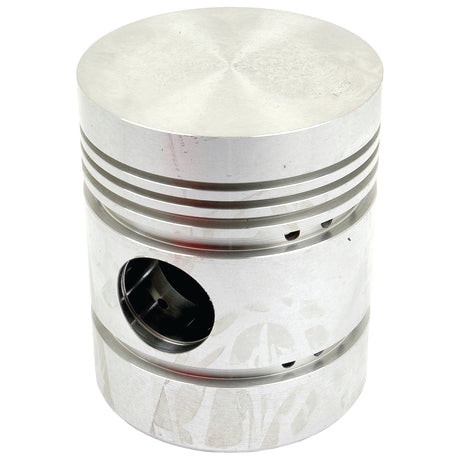 A Sparex Piston (Standard) - S.40404, a metallic cylindrical component featuring multiple grooves and a hole near the flat top, designed for use in an engine or mechanical assembly.