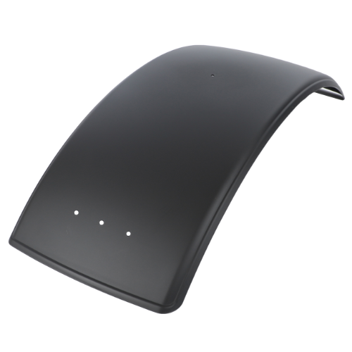 A robust black curved plastic or metal panel with three small holes, similar to the design of the AGCO Fendt Fender Skin 520mm - 404700020010.