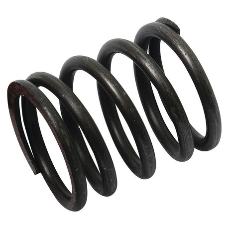 Close-up of a dark-colored, tightly coiled Sparex Valve Spring - Outer (Part No. S.40503).