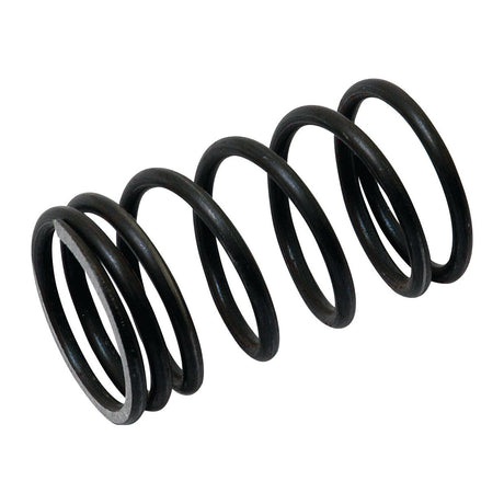 A close-up image of a black Valve Spring - Outer (Sparex Part No. S.40504) with several helical turns, perfect for heavy-duty applications such as diesel engines in Massey Ferguson tractors.