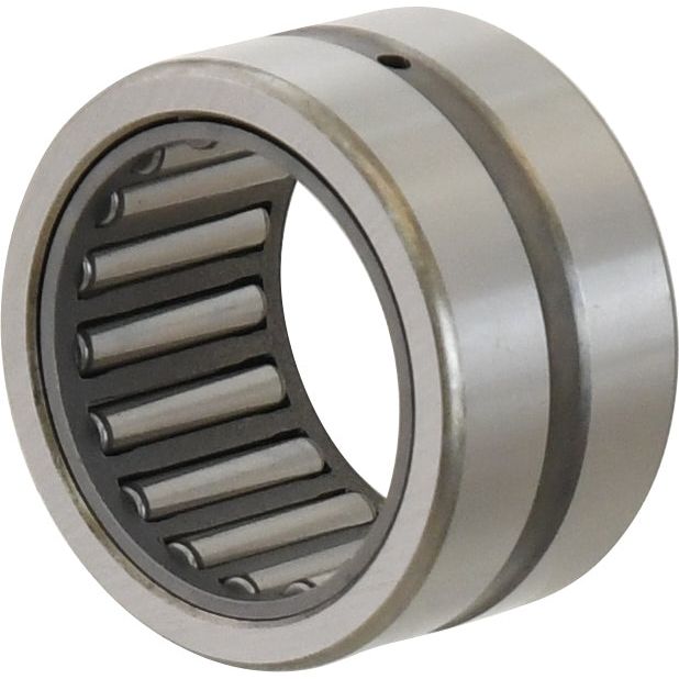 The Sparex Needle Bearing (202816) | Sparex Part No. S.40515, featuring a cylindrical design with a metallic outer ring, visible needle rollers, and a central groove, is perfect for applications involving Allis Chalmers machinery.