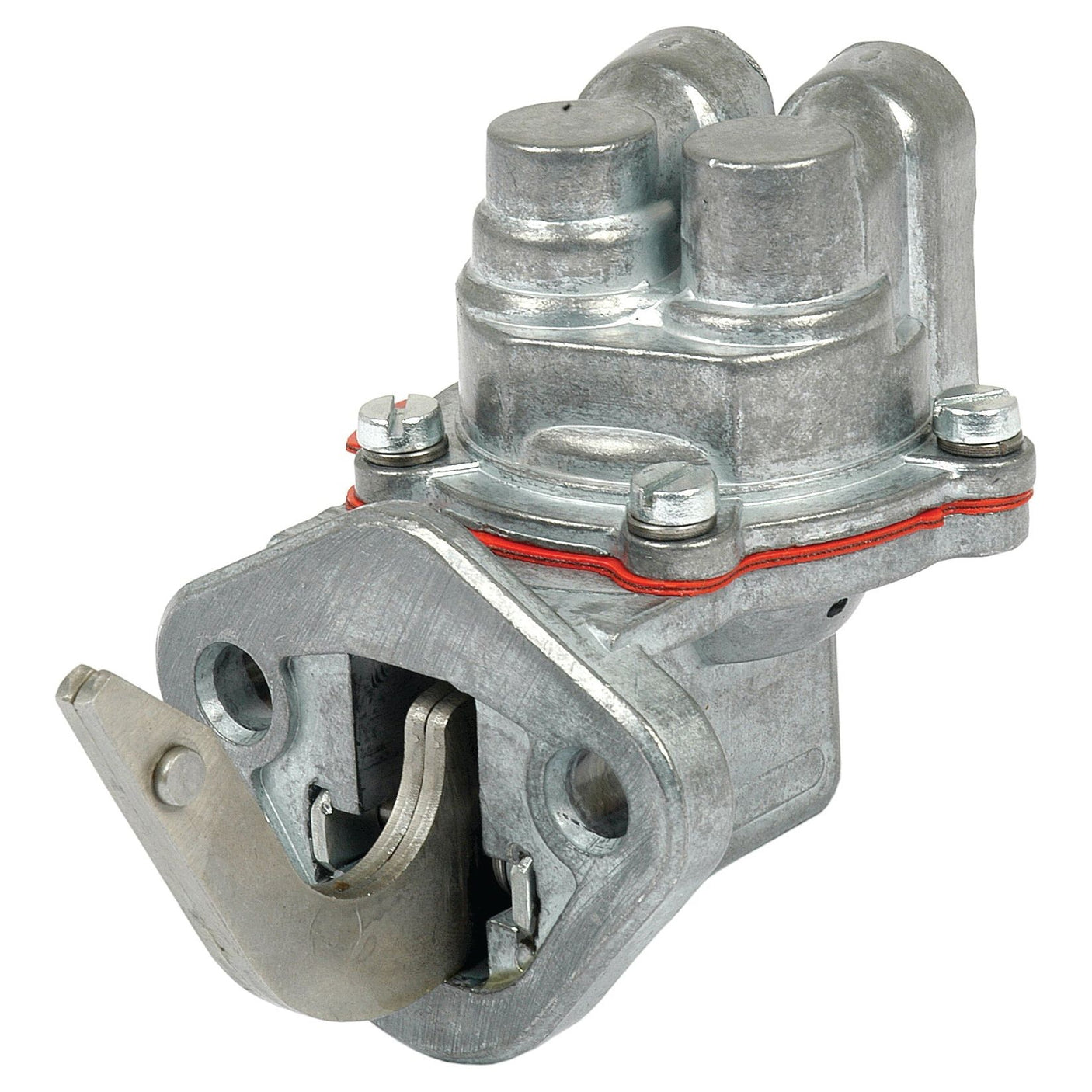 A Sparex Fuel Lift Pump (Part No. S.40557) with a metallic body, mounting bracket, and multiple ports, designed for connection to a Massey Ferguson fuel system.