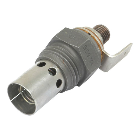 The Heater Plug - S.40627 by Sparex is a metallic threaded sensor with multiple holes and a hexagonal base, designed for automotive or mechanical applications, and is compatible with Perkins systems.