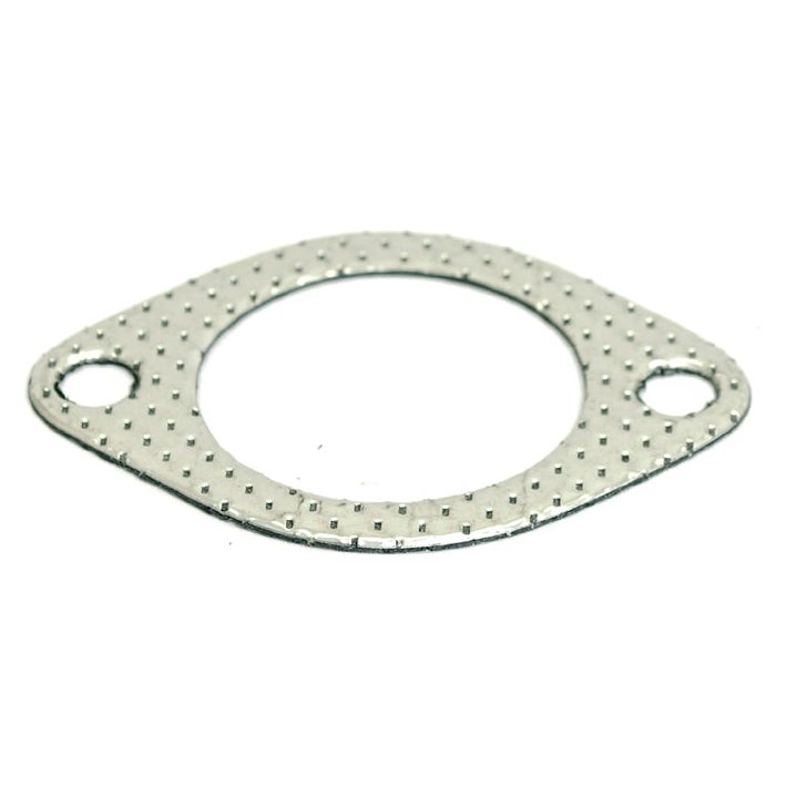 The Sparex Exhaust Manifold Gasket (Sparex Part No. S.40644) is a flat, metallic gasket with two bolt holes and a large central opening, featuring a textured surface, ideal for connecting the manifold to the elbow on Perkins engines.