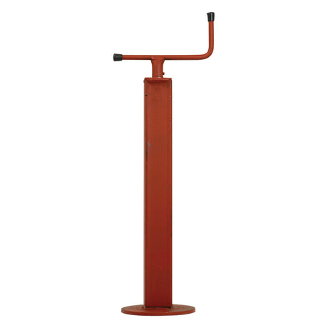 The Sparex Parking Jack 800Kg - S.4064 is a red steel bike repair stand with a base, featuring two black rubber-coated hooks at the top for holding a bicycle. It offers easy adjustment up to 300mm and supports a maximum static load of 800kg.