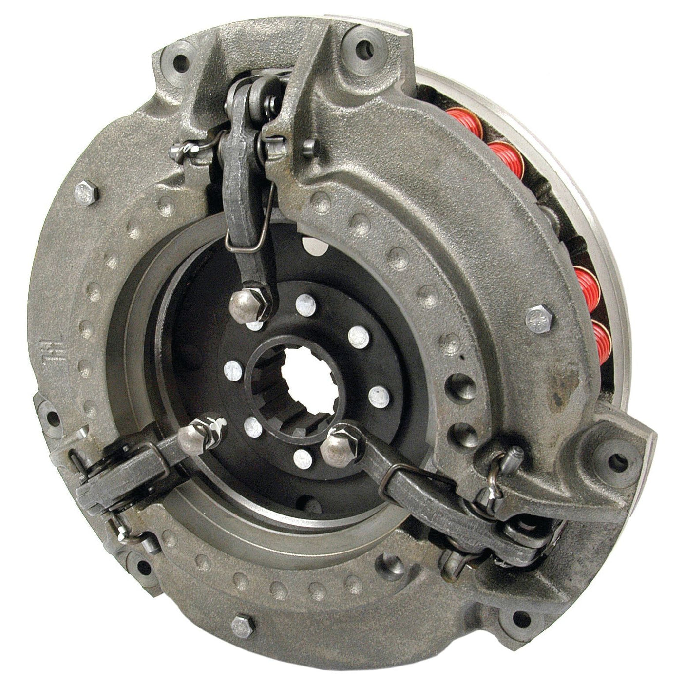 Close-up of the Clutch Cover Assembly - S.40676 by Sparex, highlighting its dual cover design and featuring the cast iron pressure plate, 230/270mm friction surface, and release mechanism.