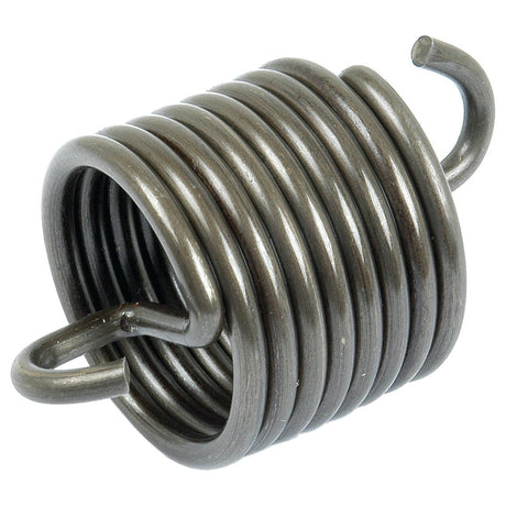 Close-up of a Sparex Clutch Spring (Sparex Part No. S.40739), a helical compression spring with hooks at both ends, typically used in machinery like Massey Ferguson tractors to exert force by compressing.