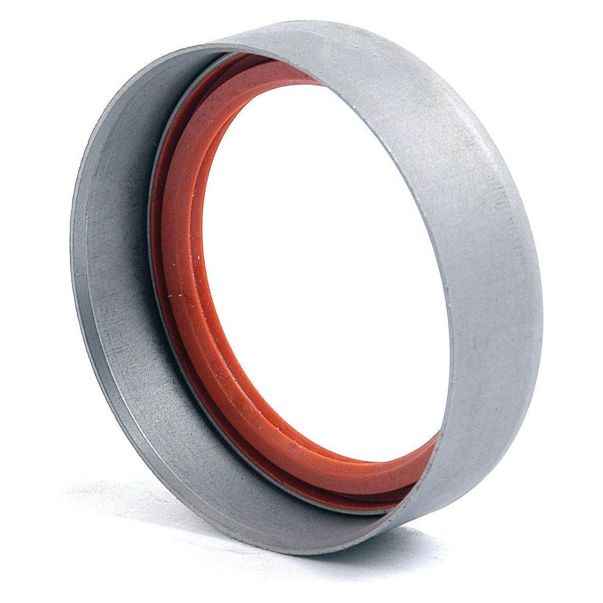 Close-up of a Sparex Metric Rotary Shaft Seal, 39.8 x 53 x 15mm (Sparex Part No. S.40743), featuring an orange inner lining, evocative of components used in Landini or Massey Ferguson machinery, set against a white background.