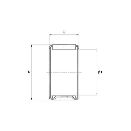 Technical drawing of the Sparex Needle Bearing (C162112) with labeled dimensions: C (width), D (height), and Ø F (diameter), designed specifically for Massey Ferguson machines. See Sparex Part No. S.40784 for reference.