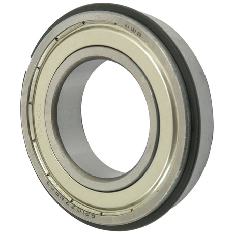 Close-up of a cylindrical metal bearing featuring an inner and outer ring, with several markings engraved on its surface. The Sparex Deep Groove Ball Bearing (6210ZZNRC3) - S.40785 appears unused and clean.