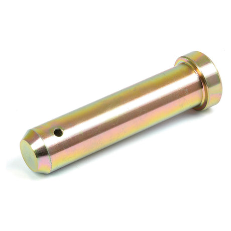 An Imperial Clevis Pin Ø'''' (Sparex Part No. S.40952) by Sparex, featuring a cylindrical shape with one end rounded and a small hole near the other end, has a reflective, slightly gold-colored finish, similar to the durable components commonly seen in Imperial Massey Ferguson machinery.