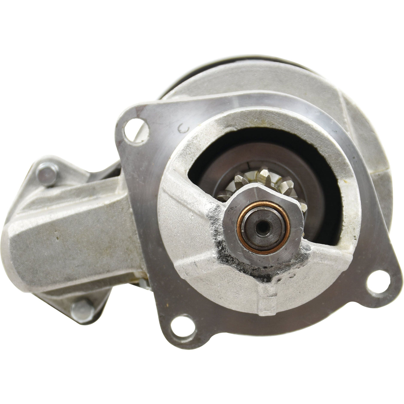 The Sparex Starter Motor - 12V, 2.8Kw (Sparex Part No. S.41141) is a metal automotive component with a cylindrical shape, featuring multiple bolts and attachment points, designed for integration into a vehicle's mechanical system using 12V configurations.