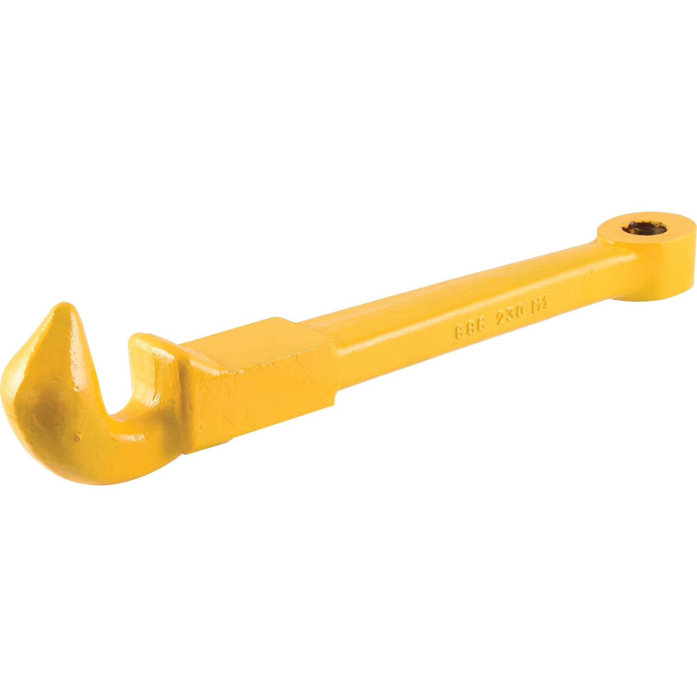 The yellow Sparex Auto Hitch Hook, with an overall length of 491mm and a hole diameter of 25mm (Sparex Part No. S.41306), is displayed on a white background.