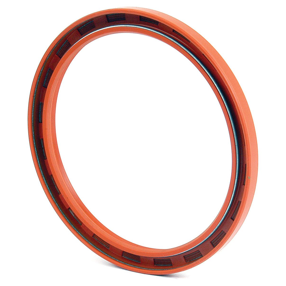 An orange circular Metric Rotary Shaft Seal (Sparex Part No. S.41326) from the brand Sparex, with dimensions of 131mm x 158.75mm x 12.7mm, featuring an inner blue lining and black ridges at intervals around the inner circumference.