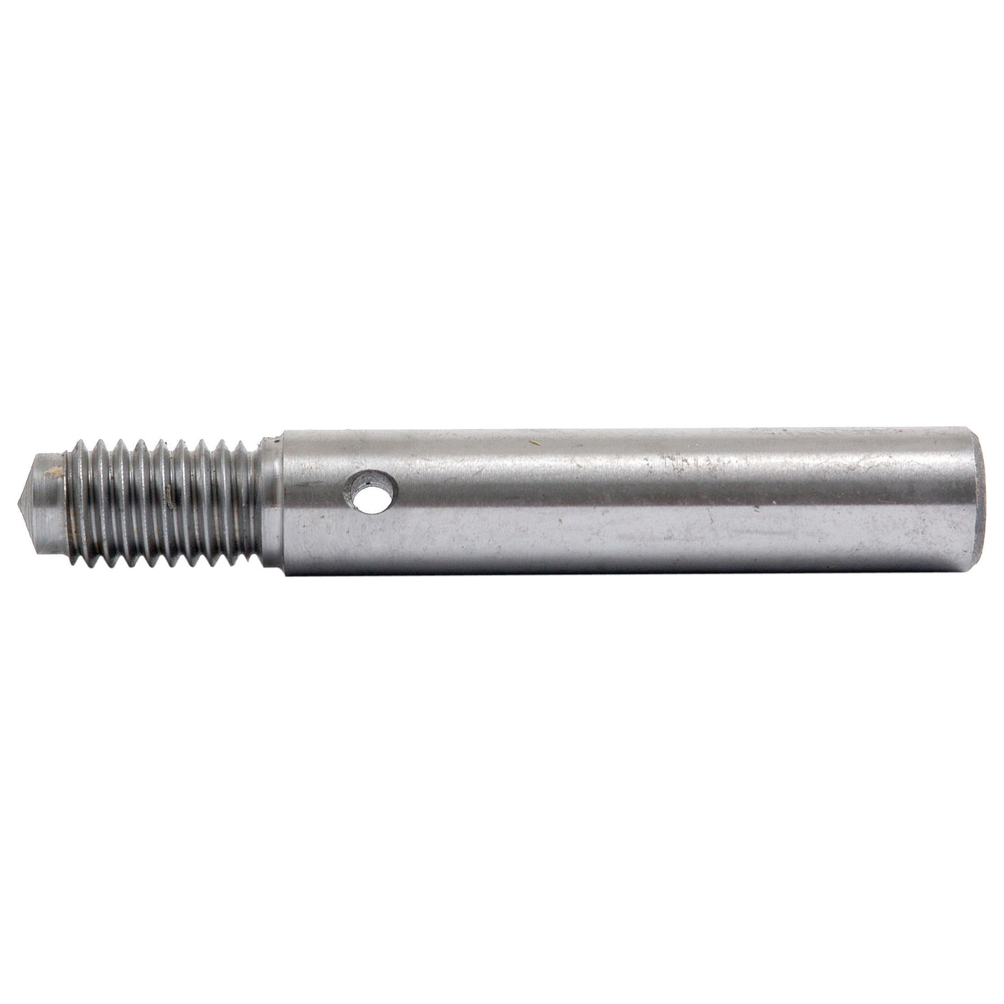 Introducing the Sparex Pin S.41339, a cylindrical rod crafted from EN 16T steel. It features a threaded section on one end and a small hole through the middle, making it an ideal component for your mechanical needs.