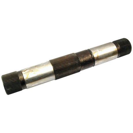 The Cross Shaft (Sparex Part No. S.41357) by Sparex is a metal shaft featuring grooved sections on both ends, a smooth, cylindrical middle section, and is designed to fit the Landini 5830.