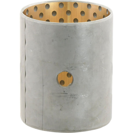 Introducing the Sparex Part No. S.41376 Bush, a cylindrical metal bushing with a brass interior, featuring a pattern of holes and a large central opening on one side. Ideal for use in Massey Ferguson machinery, it seamlessly integrates with other Sparex brand components.