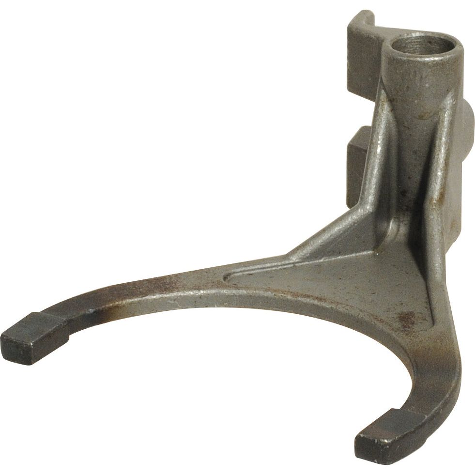 The Selector Fork, a metal fork-shaped mechanical component with a cylindrical attachment point, is often found in Massey Ferguson machines and is available from Sparex under part number S.41432.