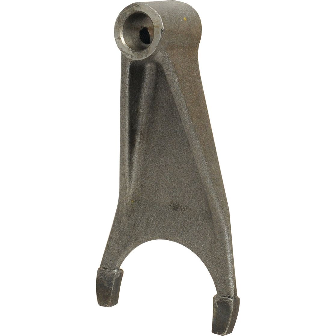 The Sparex Selector Fork (Part No. S.41433) is a metal shift fork compatible with models like the Massey Ferguson 135 and Landini 5830, featuring a hole at the top for attachment and pronged ends for engaging with a gear.