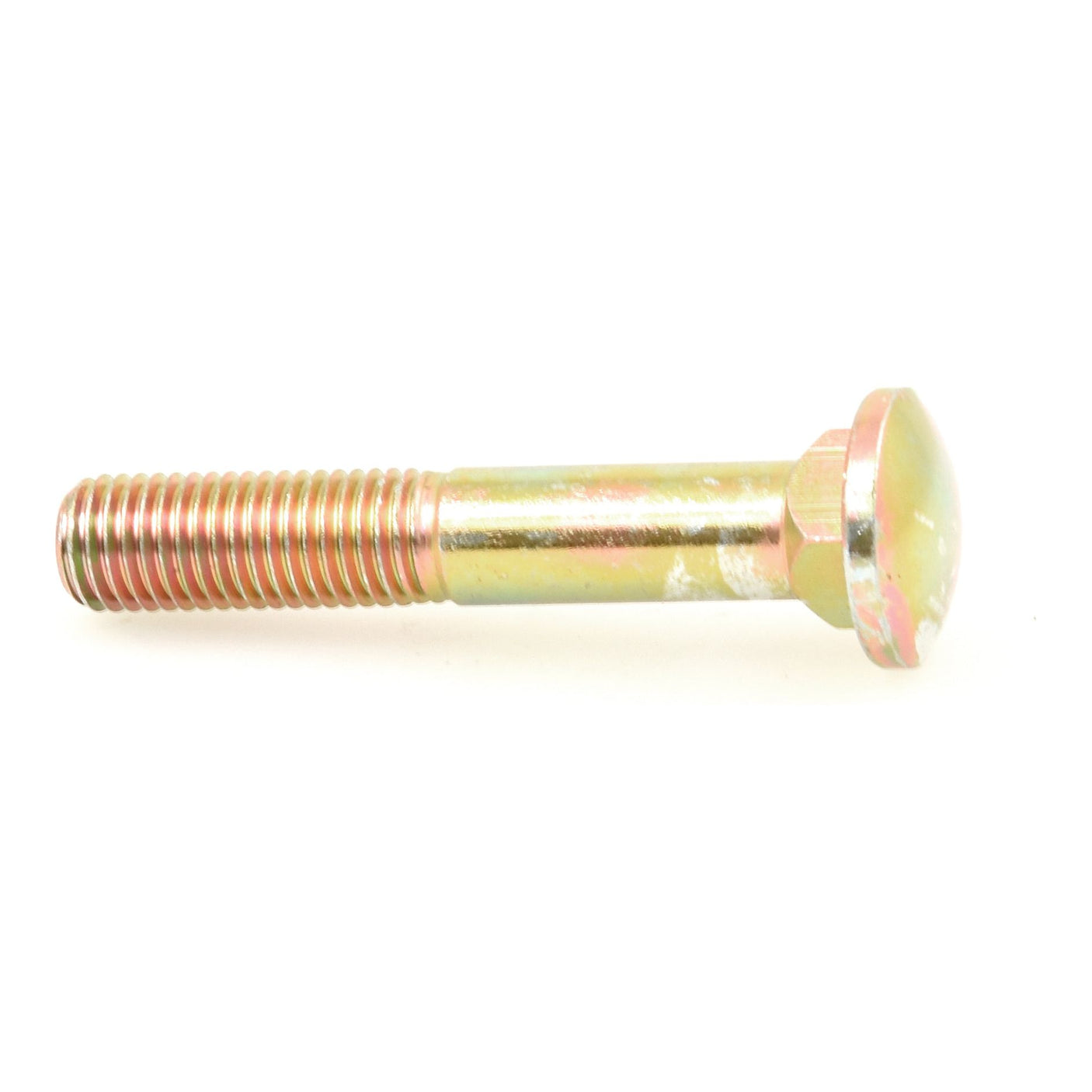 Close-up of a metallic Sparex Square Wheel Bolt, 3/4'' x 4 1/2'' (UNC) with a threaded shaft, partially discolored, placed horizontally against a white background.