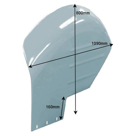 Illustration of the Fender - RH - S.41478 by Sparex, a metallic panel with dimensions marked: 800mm width, 1090mm height, and a 160mm extension at the base. The panel resembles a 31.5" shell, providing sturdy support for various applications.