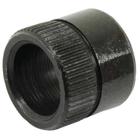 Close-up of the Bush | Sparex Part No.S.41480, a black cylindrical threaded cap with a ridged surface for grip, compatible with Massey Ferguson and Sparex parts.