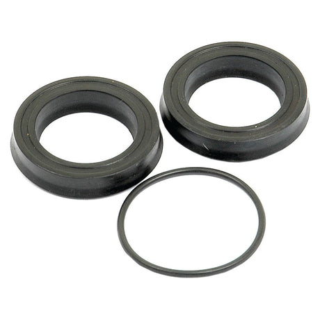 Three rubber gaskets, part of the Brake Slave Cylinder Repair Kit for a Massey Ferguson, include one circular gasket and two cylindrical ones, displayed on a white background. The kit is branded by Sparex under Sparex Part No.S.41498.