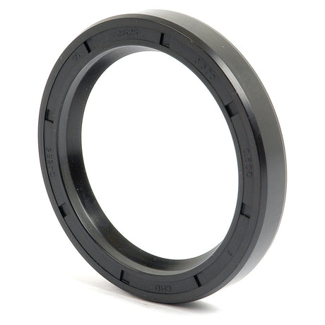 A close-up image of the black rubber Imperial Rotary Shaft Seal, 2 5/8'' x 3 1/2'' x 1/2'' Double Lip (Sparex Part No. S.41549), featuring engraved specifications on its surface. The circular seal, available from Sparex, boasts a smooth outer edge and a ridged inner ring with a double lip design for enhanced performance.